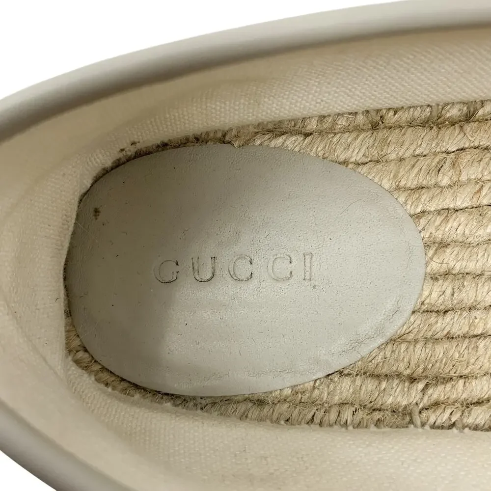 Gucci GG Supreme Monogram Canvas Espadrille Flats Cream Beige EU 37.5
